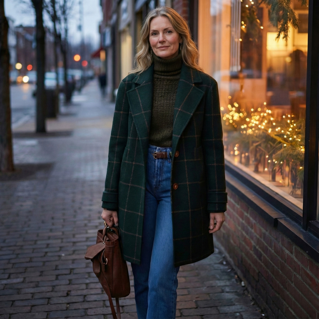 Clara – Eleganter karierter Mantel