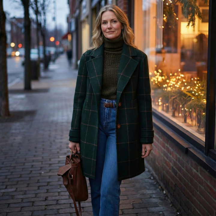 Clara – Eleganter karierter Mantel