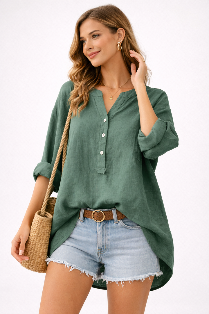 Johanna – Fließende Bluse mit eleganter Knopfleiste