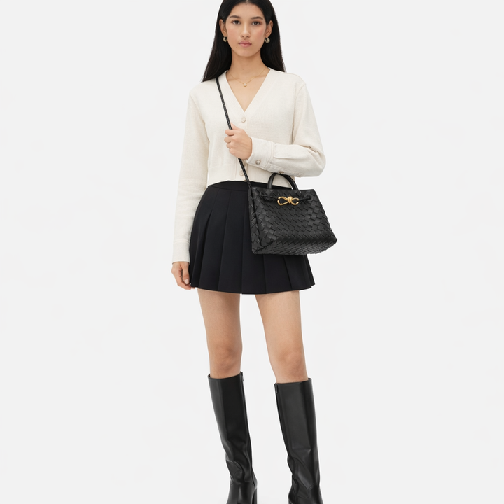 Lioréa – Geflochtene Leder-Handtasche mit Knoten-Detail