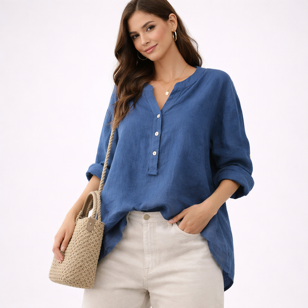 Johanna – Fließende Bluse mit eleganter Knopfleiste