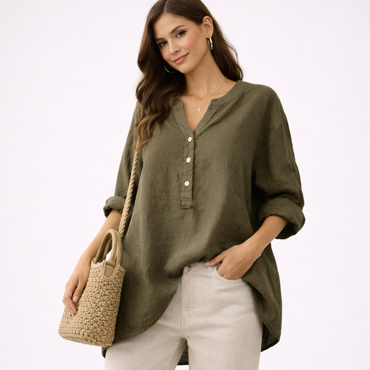 Johanna – Fließende Bluse mit eleganter Knopfleiste