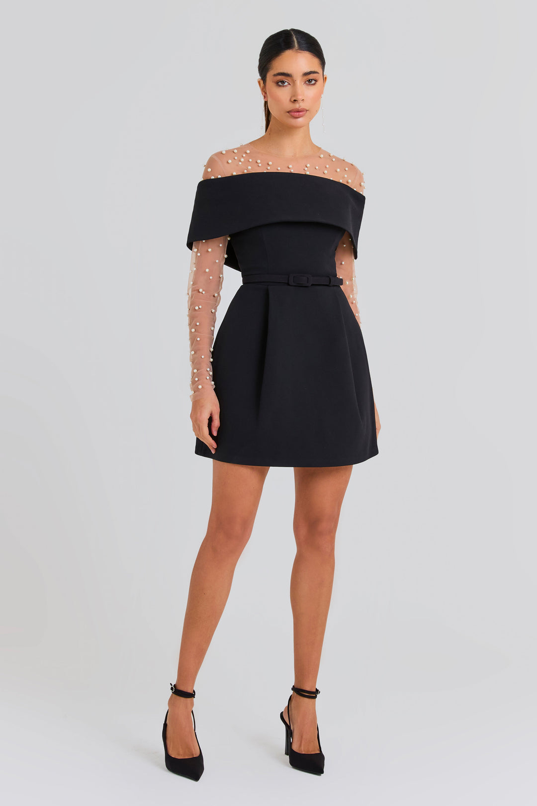 Valerique - Schulterfreies Minikleid aus edlem Crêpe