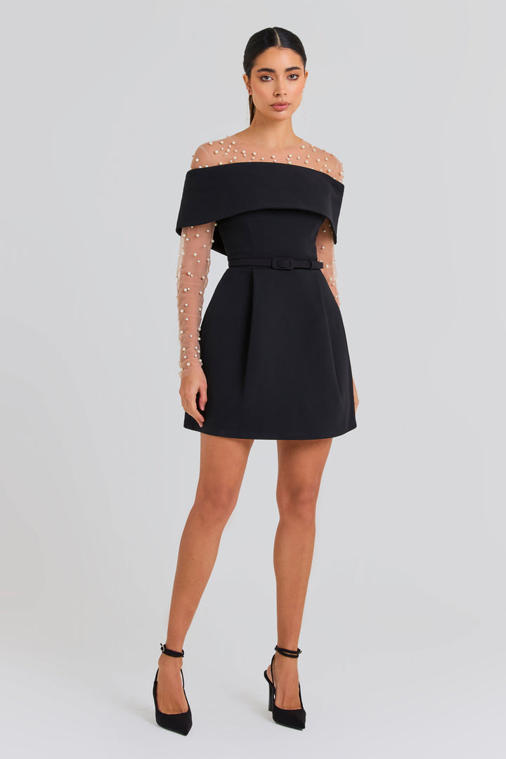 Valerique - Schulterfreies Minikleid aus edlem Crêpe