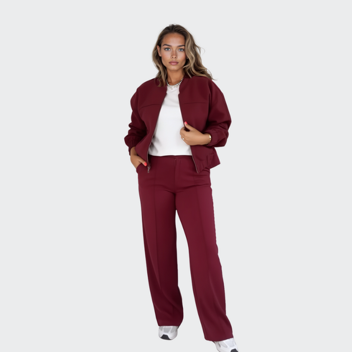 Veylora – Zweiteiliges Damen-Lounge-Set im Bomber-Stil