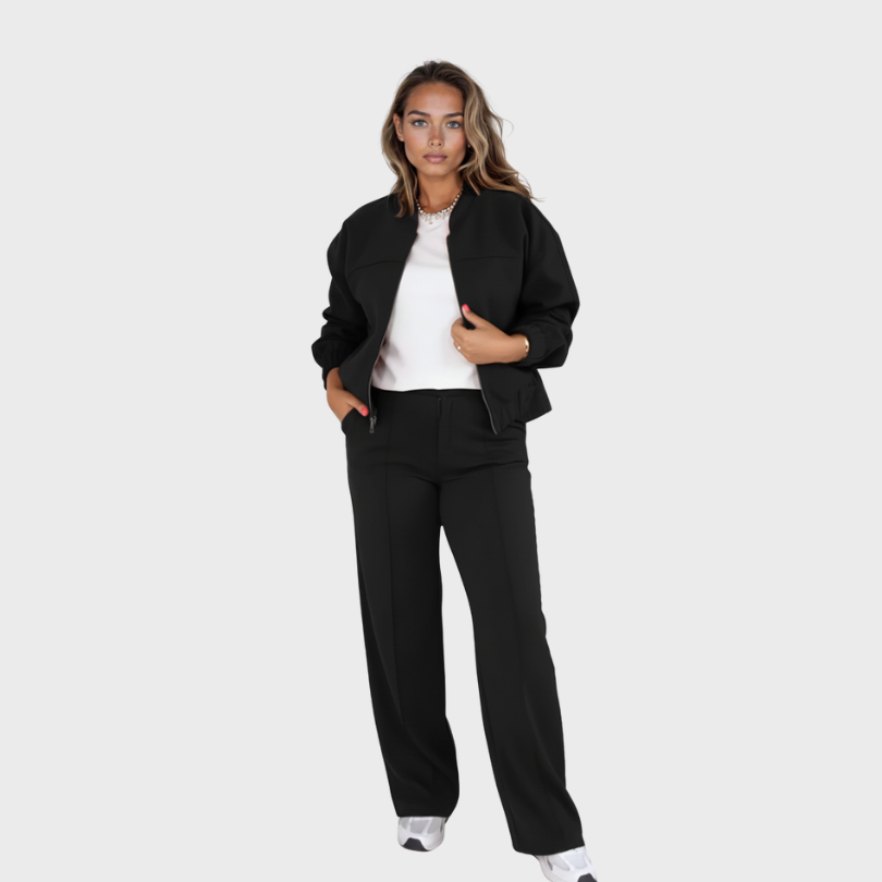 Veylora – Zweiteiliges Damen-Lounge-Set im Bomber-Stil