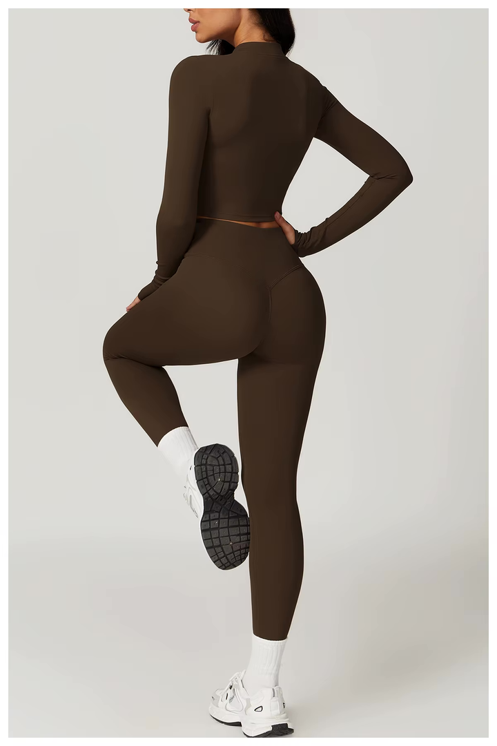 Athlisse – 3-teiliges Damen-Sportset mit Cropped Jacke, BH &amp; High-Waist Leggings