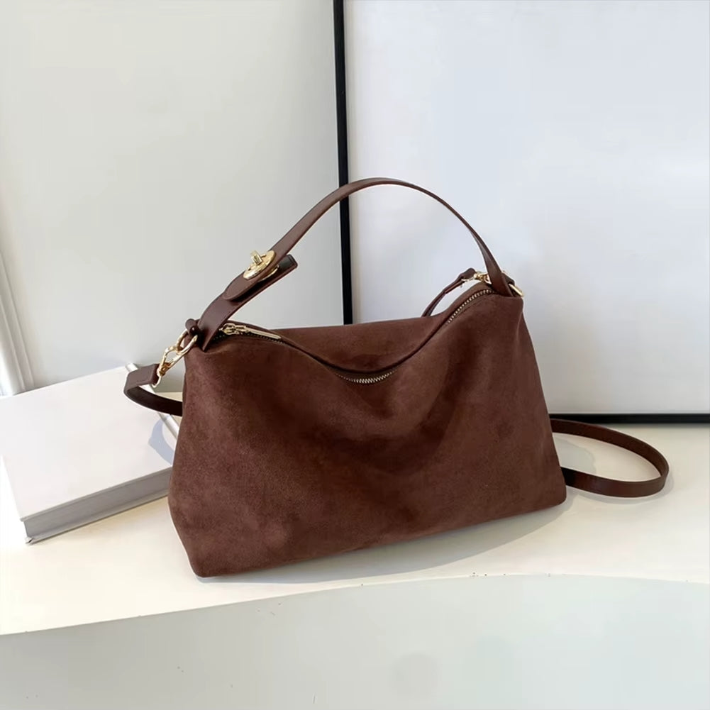Suvéra – Luxuriöse Suede-Handtasche mit abnehmbarem Schulterriemen