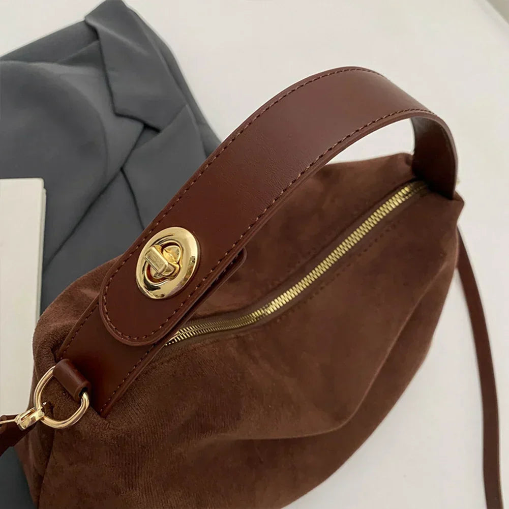 Suvéra – Luxuriöse Suede-Handtasche mit abnehmbarem Schulterriemen