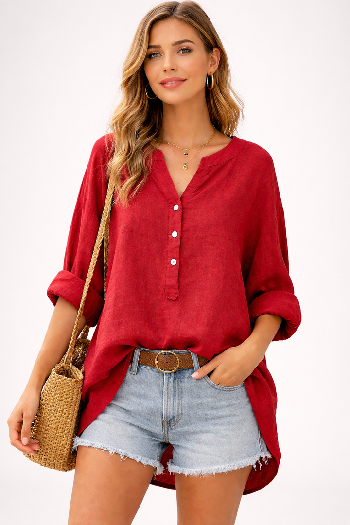 Johanna – Fließende Bluse mit eleganter Knopfleiste