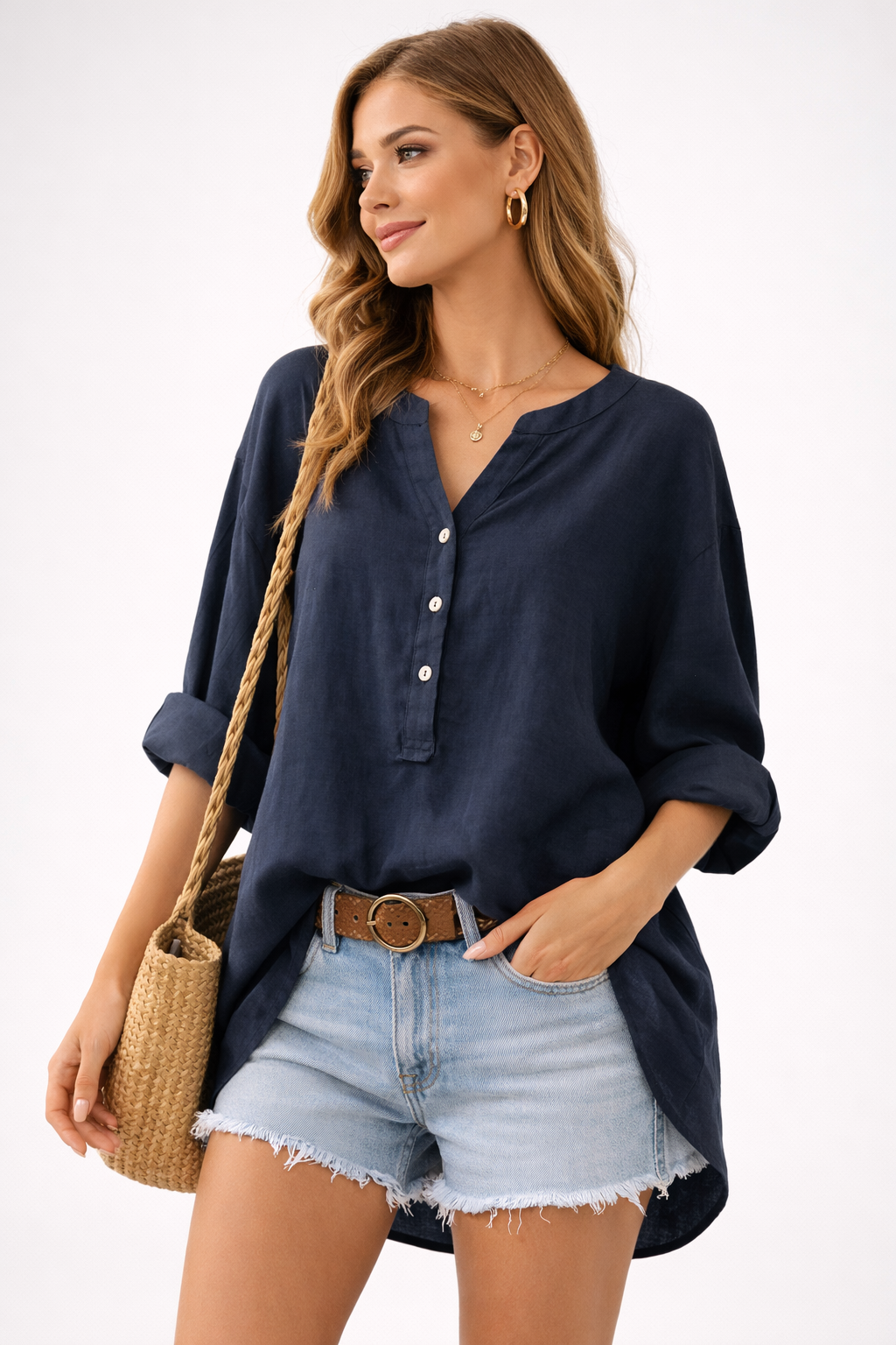 Johanna – Fließende Bluse mit eleganter Knopfleiste