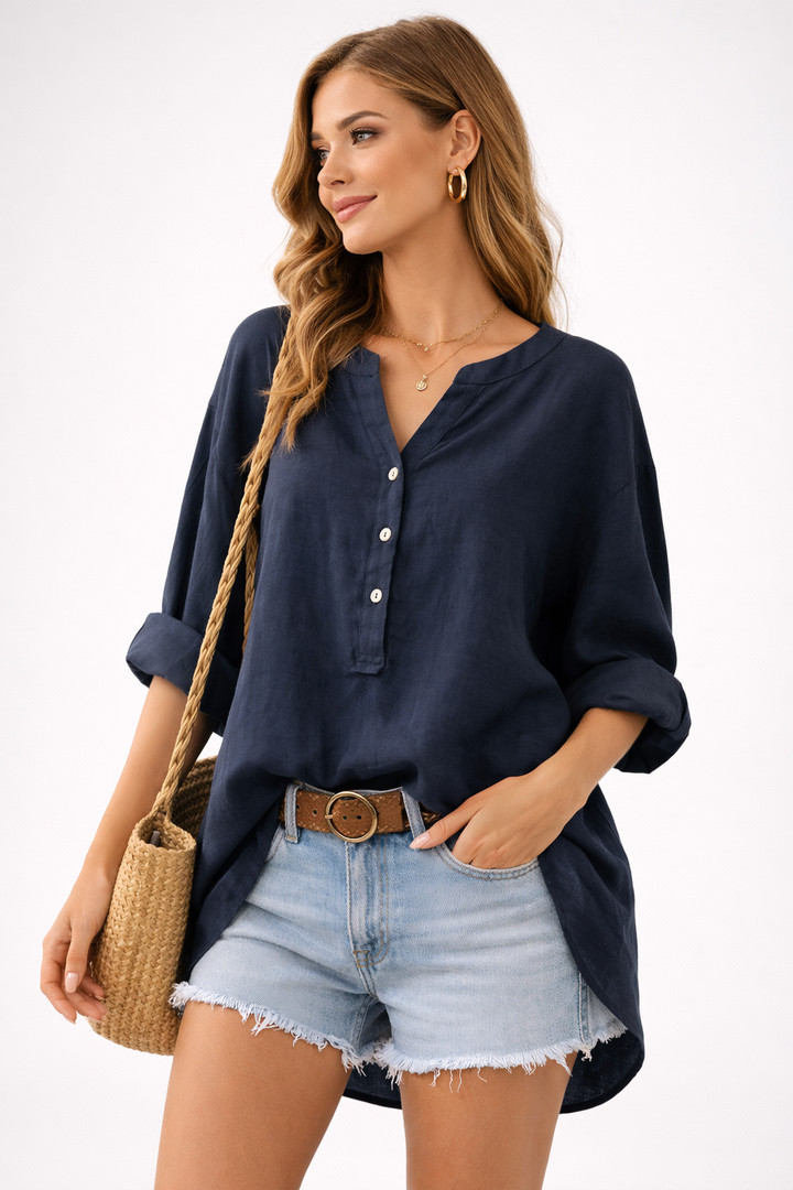 Johanna – Fließende Bluse mit eleganter Knopfleiste