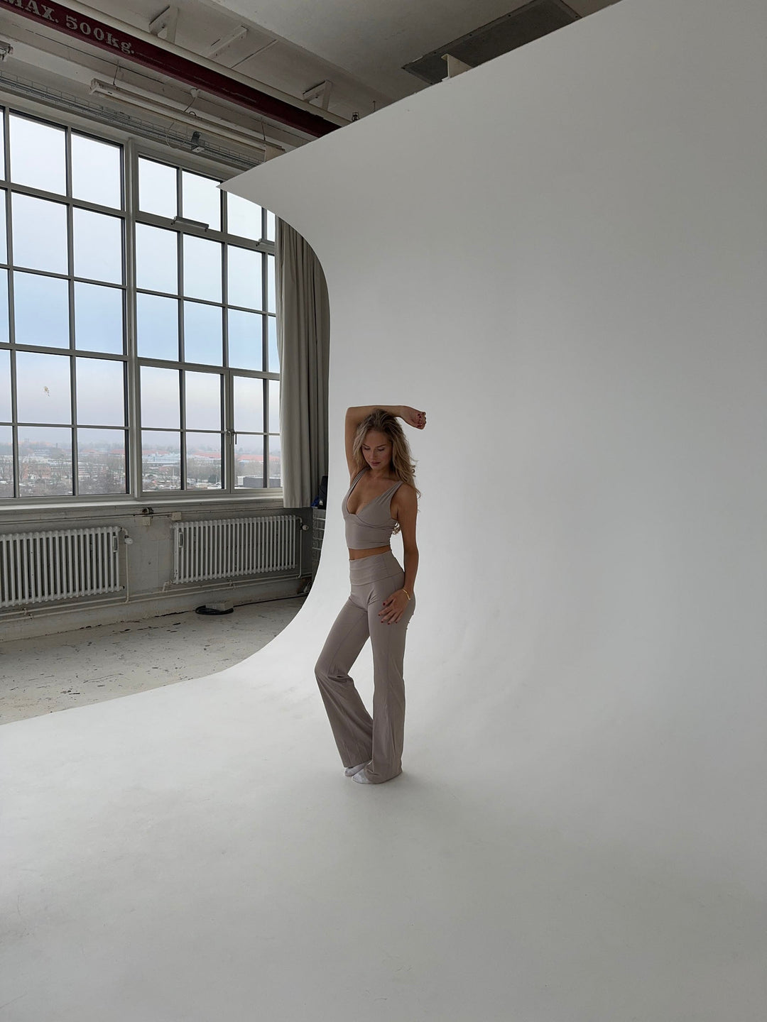 Serelune – Geripptes Flared-Leggings-Set mit High Waist