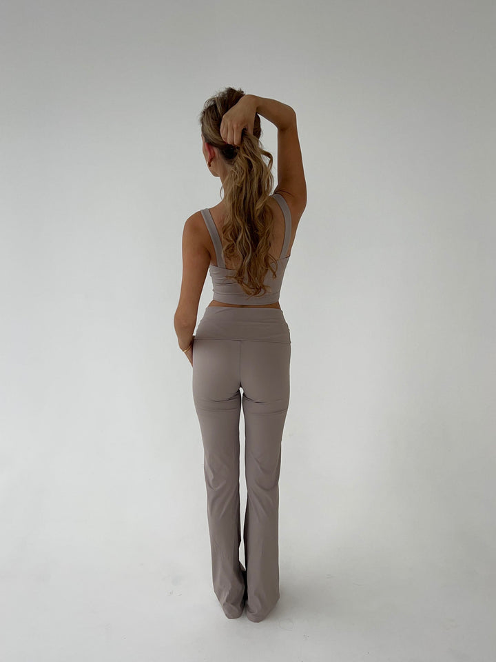 Serelune – Geripptes Flared-Leggings-Set mit High Waist