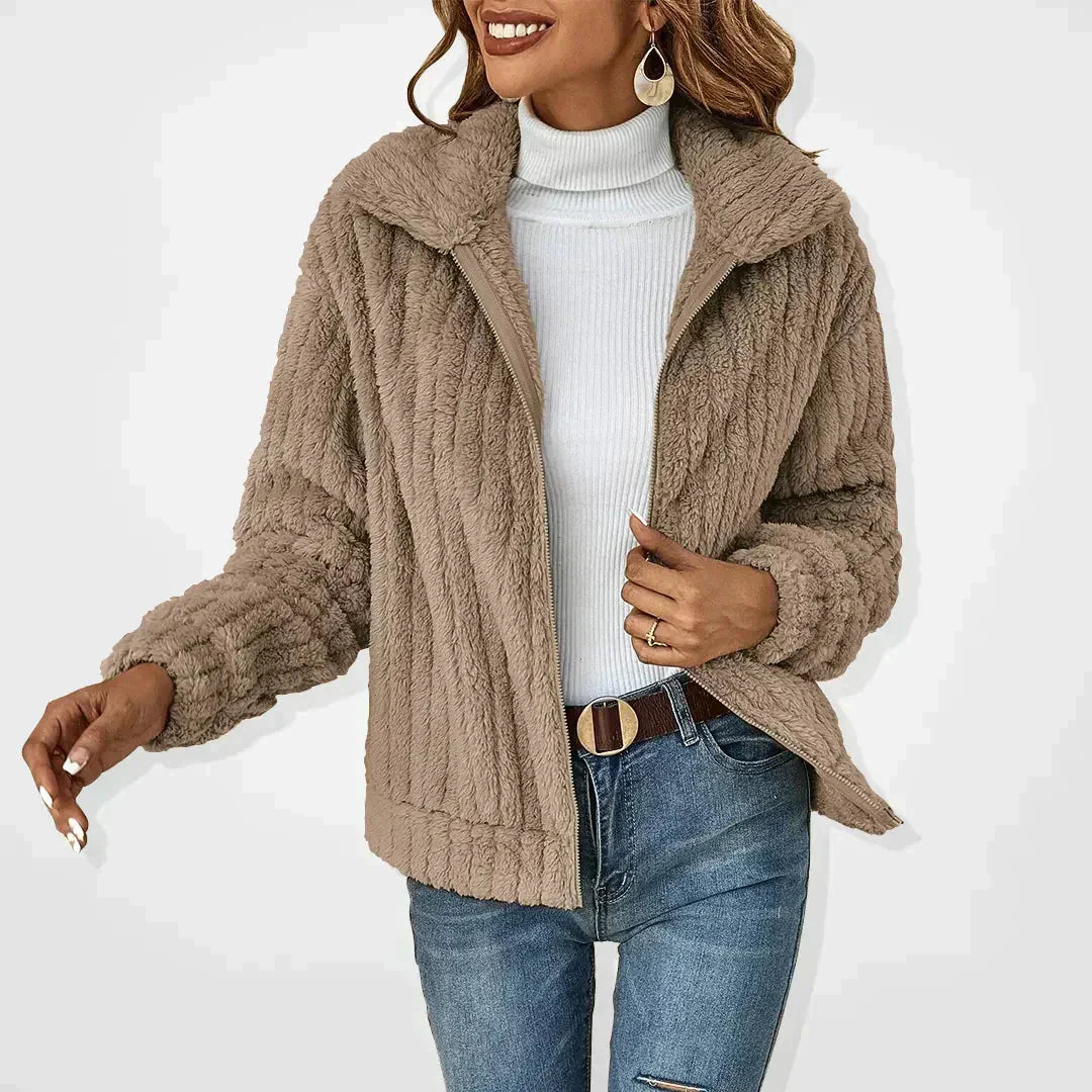 Nerelle - Gerippte Cozy Jacke mit Reißverschluss