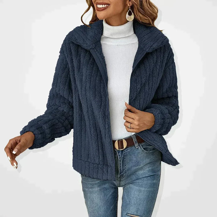 Nerelle - Gerippte Cozy Jacke mit Reißverschluss