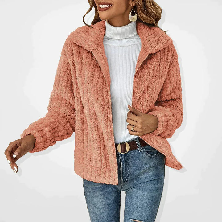 Nerelle - Gerippte Cozy Jacke mit Reißverschluss